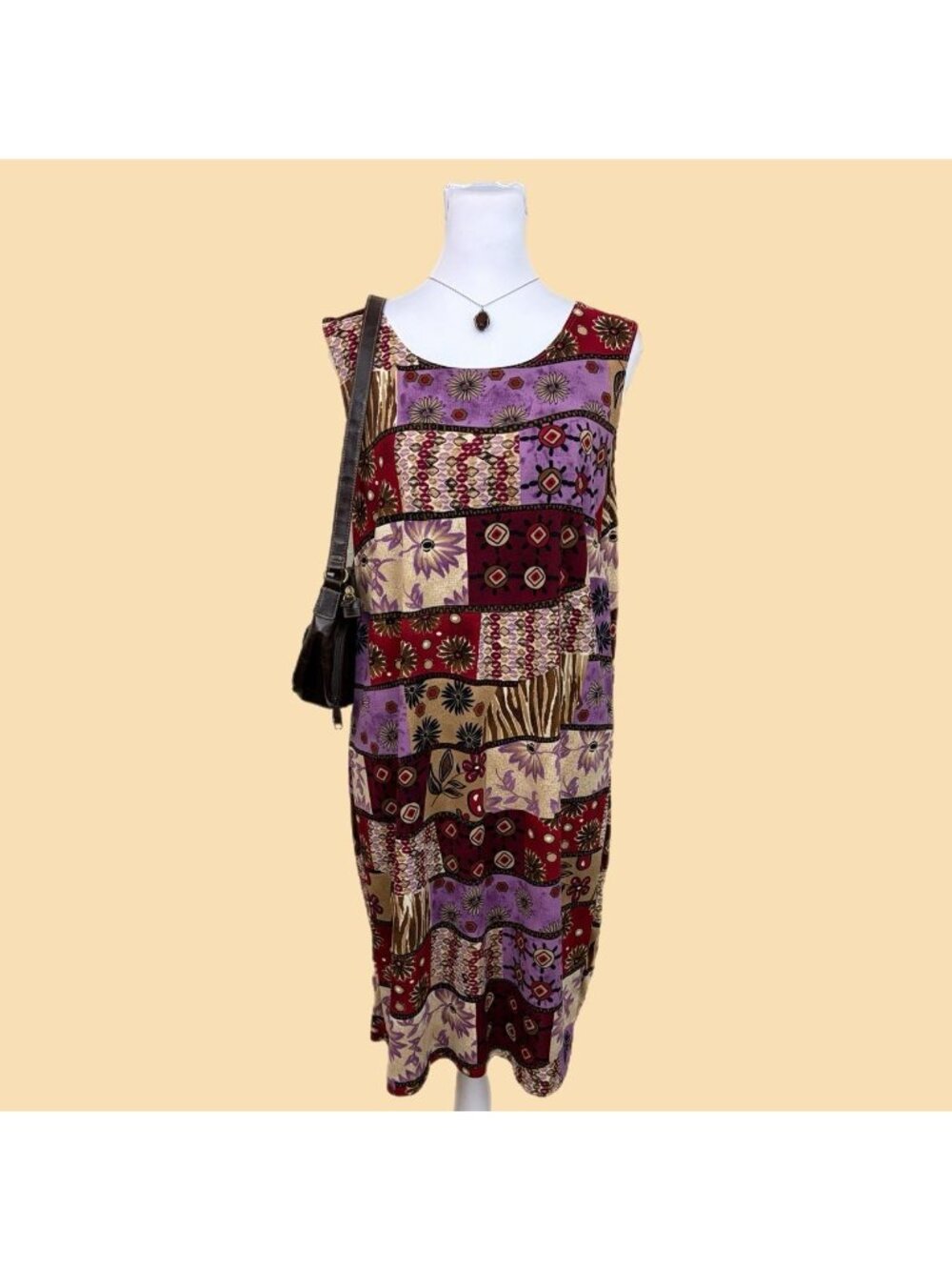 90s patchwork floral boho dress